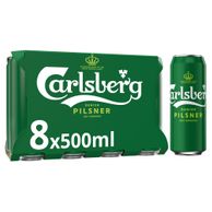 Danish Pilsner Lager Beer Can 8 X 0.500l Carlsberg